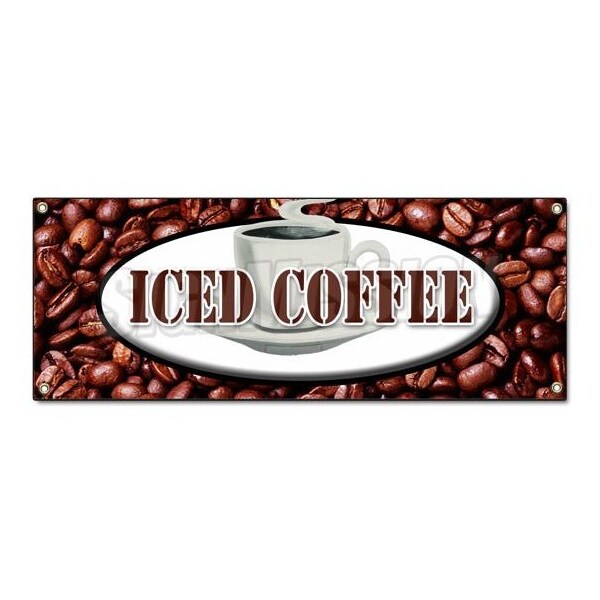 Signmission ICED COFFEE BANNER SIGN fresh brewed cold ice latte mocha frappe java B-Iced Coffee - main